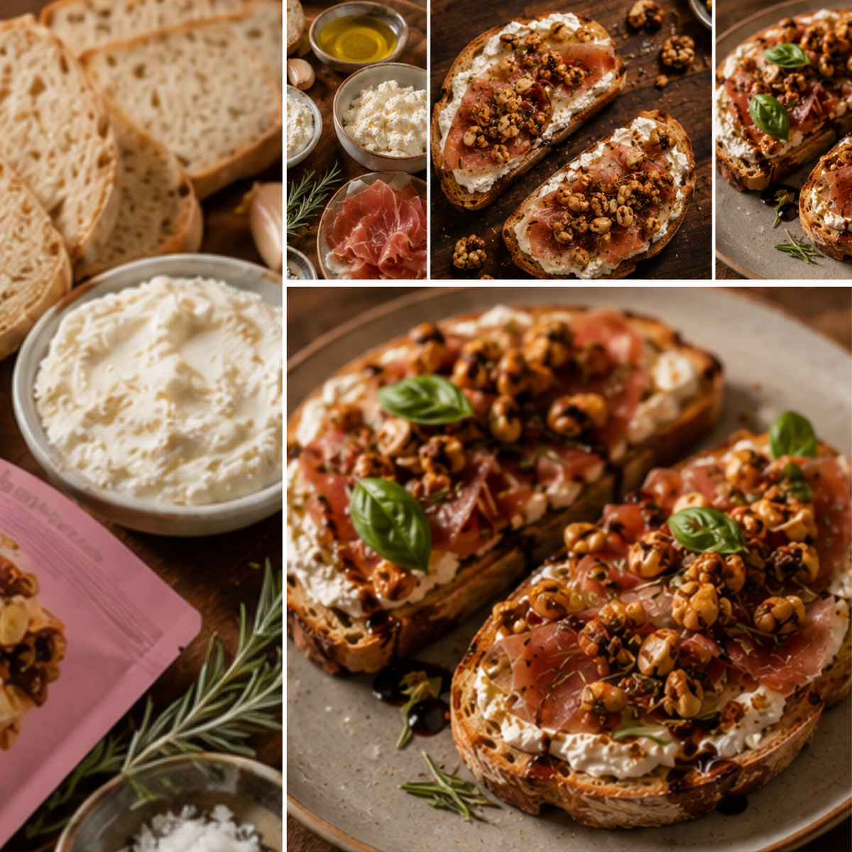 Aperitivo clusters for bruschetta