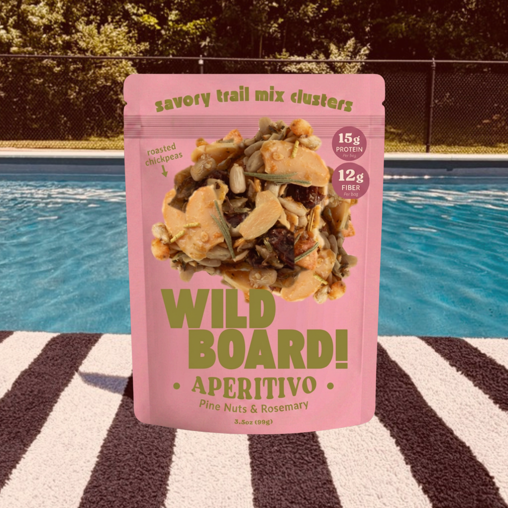 WildBoard Aperitivo savory trail mix clusters, an adult snacker take on pine nuts and rosemary
