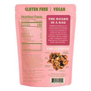 Back of the WildBoard Aperitivo pouch showing the full ingredient list and nutrition details