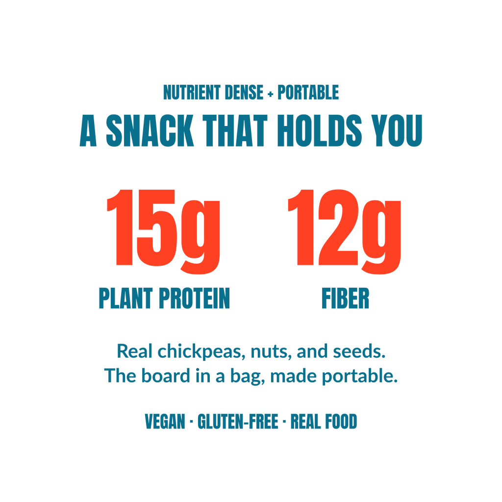 Mezze nutrition highlights, a savory snack high in plant protein and fiber with 15 grams of protein per bag