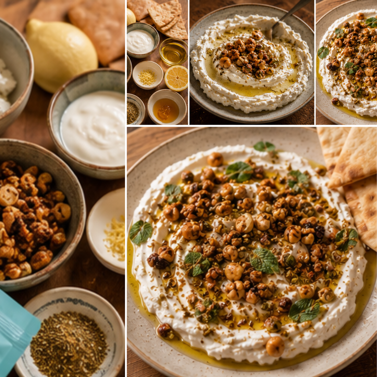 Mezze clusters for whipped feta
