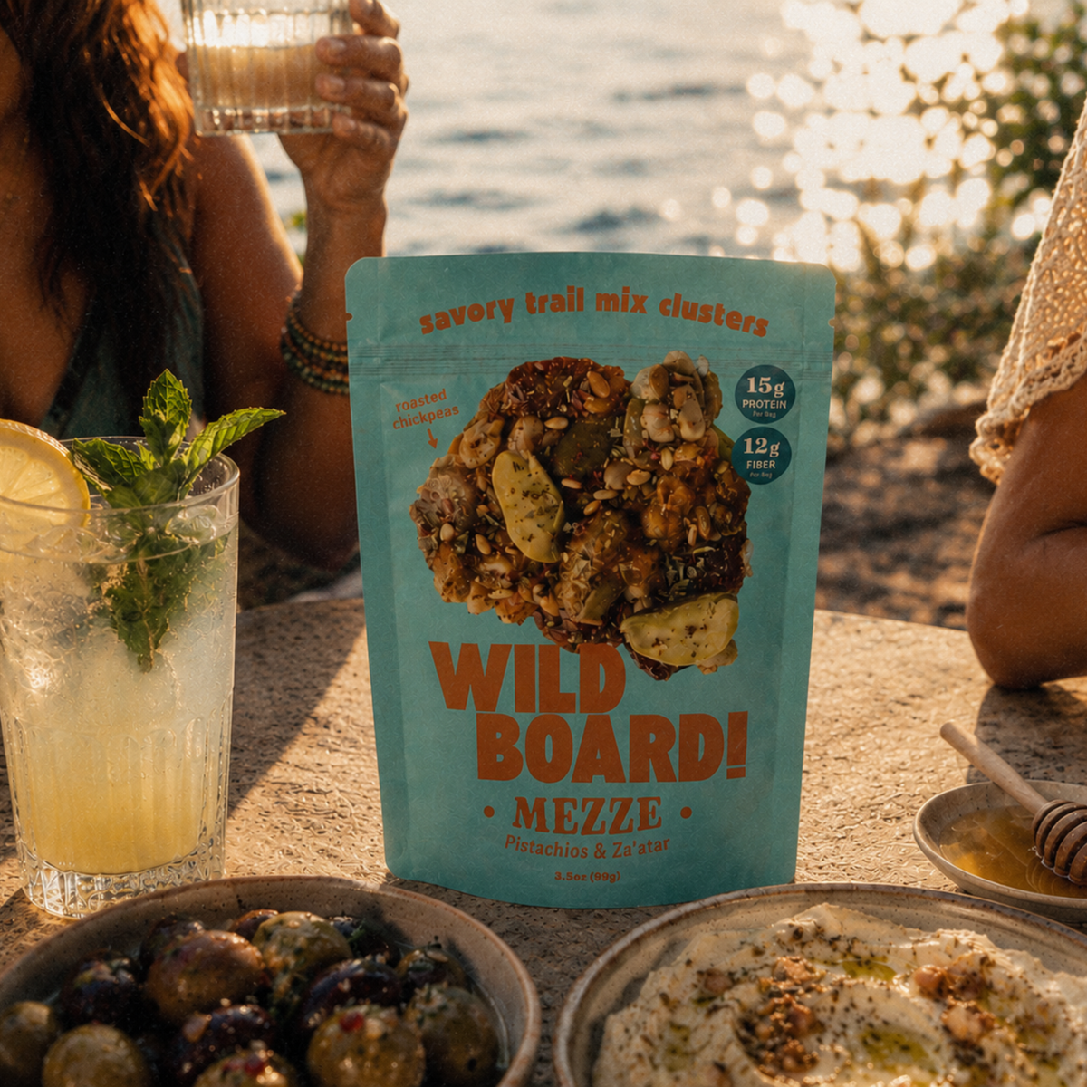 Mezze clusters styled on a mezze table